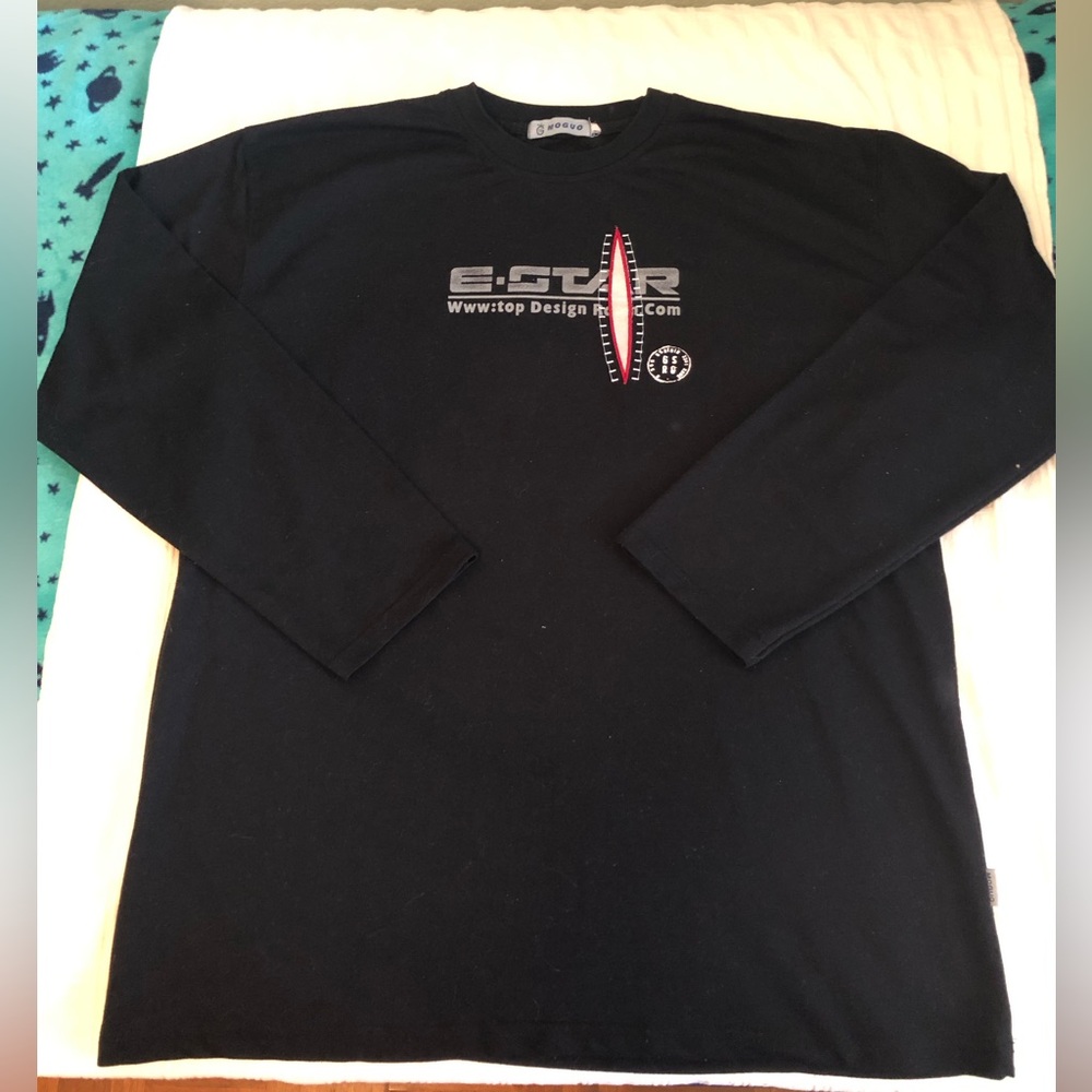 VTG Moguo e-star logo Long Sleeve Pullover T-shirt 2X-3X?